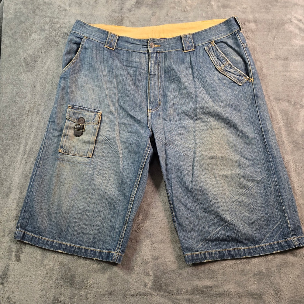 Badboy Men Denim Cargo Shorts Size 42 Blue Cotton Baggy Y2k Streetwear Hong Kong